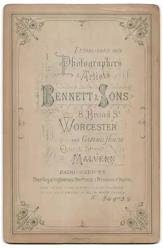 Fotografie T. Bennett & Sons, Worcester, 8, Broad St., Portrait junge Dame im hübschen Kleid