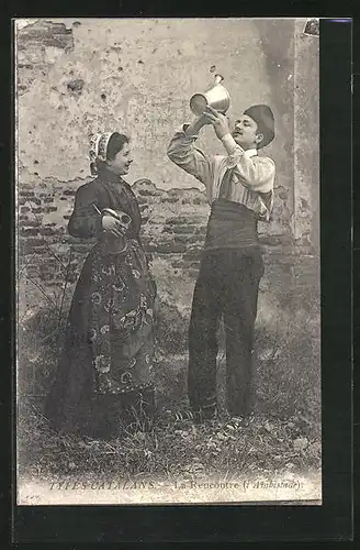 AK Types de Catalans, La Rencontre, Languedoc-Roussillon