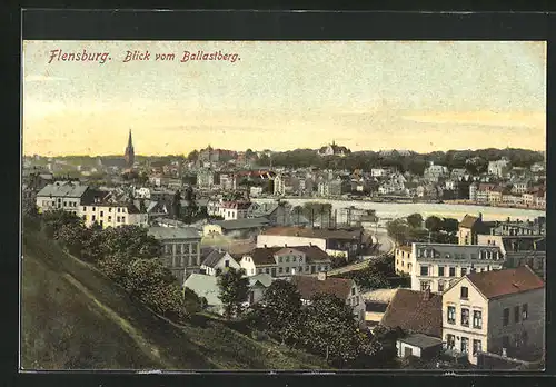 AK Flensburg, Blick auf die Stadt vom Ballastberg aus