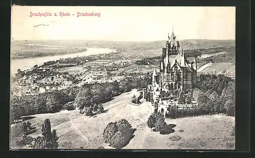 AK Drachenfels a. Rhein, Blick auf den Ort und die Drachenburg