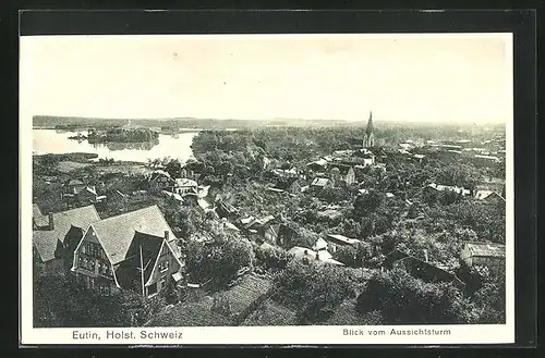 AK Eutin /Holst. Schweiz, Blick vom Aussichtsturm auf den Ort