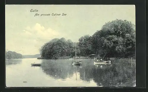 AK Eutin, Blick auf den Grossen Eutiner See mit Booten