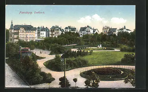 AK Flensburg, Ansicht vom Stadtpark