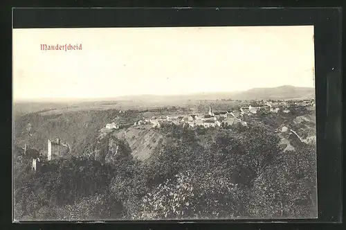 AK Manderscheid, Blick auf Ort und Burgruine