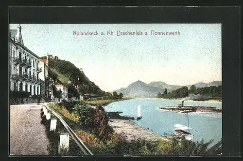 AK Rolandseck a. Rh., Drachenfels und Nonnenwerth