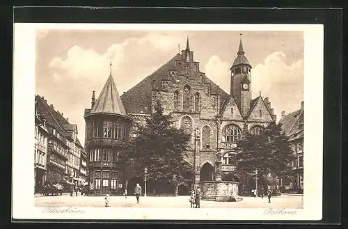 AK Hildesheim, Blick auf Rathaus und Brunnen