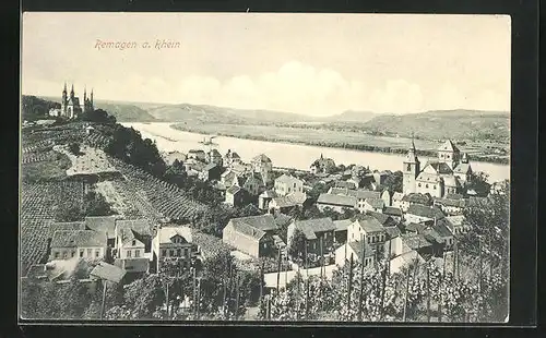 AK Remagen, Ortsansicht mit Kirchen und Weinlagen