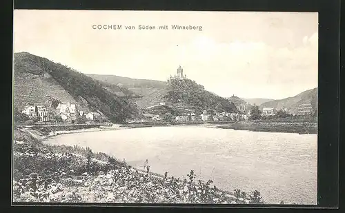 AK Cochem, Ansicht von Süden mit Winneberg