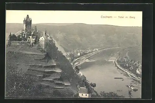 AK Cochem, Totalansicht mit Burg