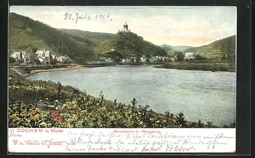 AK Cochem a. Mosel, Flusspartie mit Winneburg