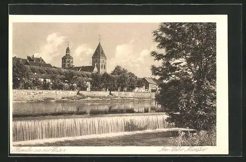 AK Hameln, Blick vom Wehr aus auf das Münster