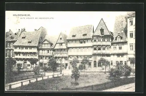 AK Hildesheim, alte Häuser am Andreasplatz