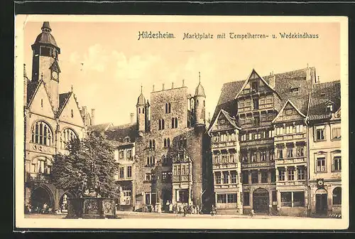 AK Hildesheim, Marktplatz mit Wedekind und Tempelherrenhaus