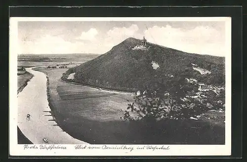 AK Porta Westfalica, Blick vom Arminsberg ins Wesertal