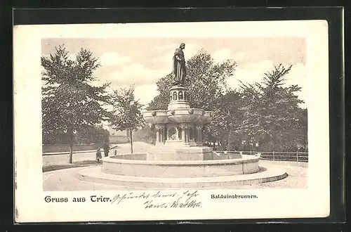 AK Trier, Blick auf den Balduinsbrunnen