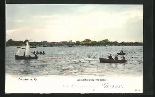 AK Dahme a. O., Boote in der Abendstimmung auf der Ostsee