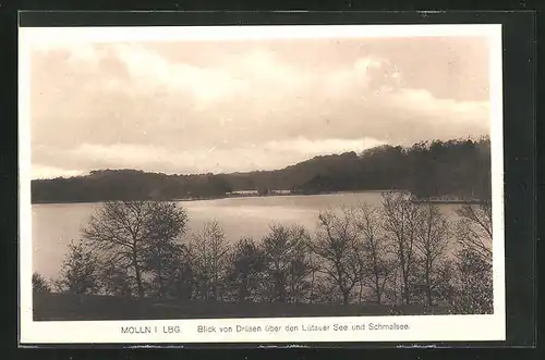 AK Mölln i. Lbg., Blick von Drüsen über den Lütauer See und Schmalsee
