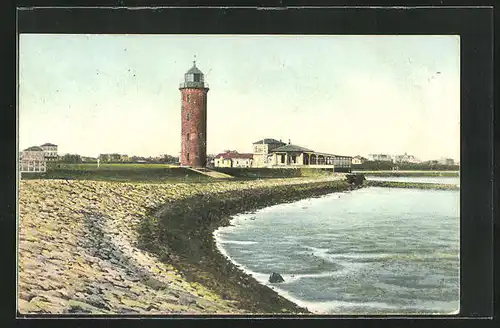 AK Cuxhaven, Leuchtturm und Seepavillon