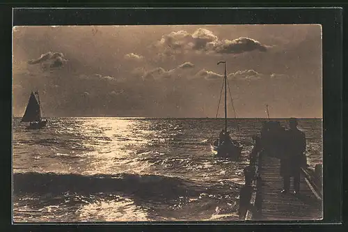 AK Borkum, Abend an der Segelbuhne