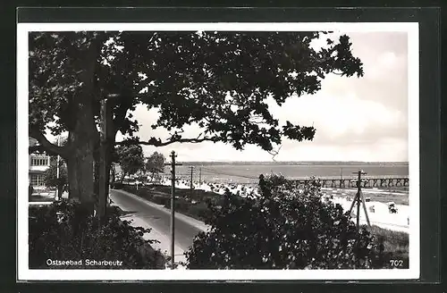 AK Scharbeutz, Blick über die Promenade zum Strand hin