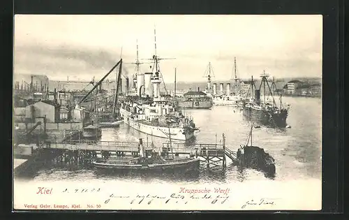 AK Kiel, Kruppsche Werft mit Dampfern