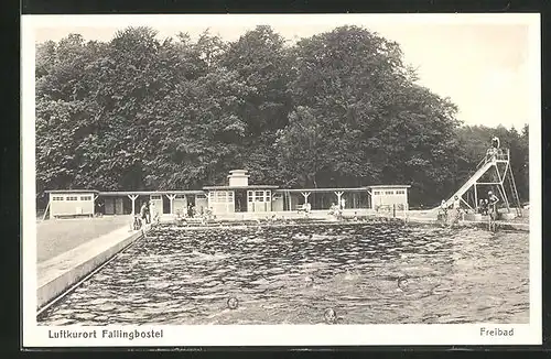 AK Fallingbostel, Freibad mit Besuchern