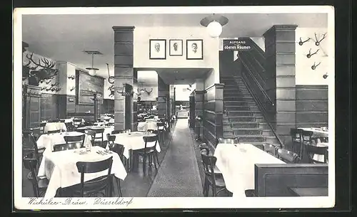 AK Düsseldorf, Innenansicht vom Gasthaus Wicküler-Bräu, Platz 10