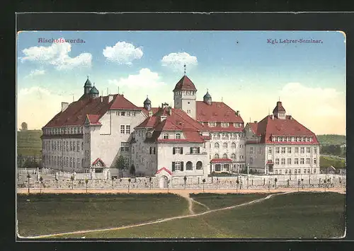 AK Bischofswerda, Gesamtansicht des Kgl. Lehrer-Seminar