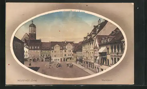 AK Neustadt / Orla, Marktplatz mit Kirchturm