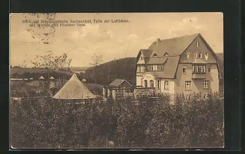 AK Gleschendorf, Blick auf Hotel Sachsenhof mit Teilen der Luftbäder