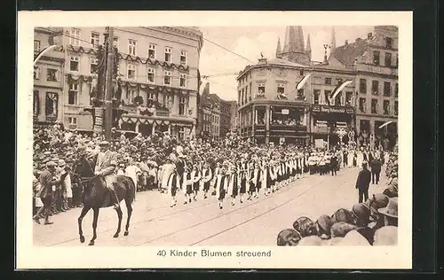 AK Lübeck, 700 Jahr Feier, 40 Kinder Blumen streuend