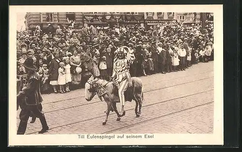 AK Lübeck, 700 Jahr Feier, Till Eulenspiegel auf seinem Esel
