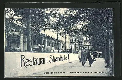 AK Laboe, Panorama mit Restaurant Standhalle