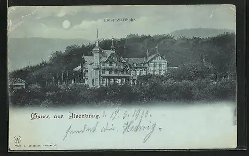 Mondschein-AK Ilsenburg, Blick auf das Hotel Waldhöhe