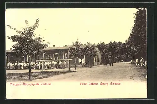 AK Zeithain, Soldaten in der Prinz Johann Georg-Strasse des Truppenübungsplatzes