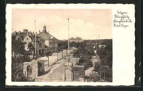 AK Königsbrück i. Sa., Truppenübungsplatz, Einfahrt ins Neue Lager