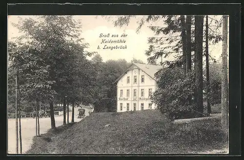 AK Langebrück, Gasthof Haidemühle im Sommer