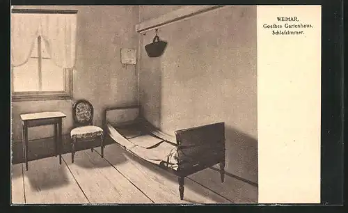 AK Weimar, Goethes Gartenhaus, Schlafzimmer