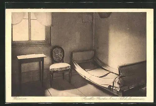 AK Weimar, Goethes Gartenhaus, Schlafzimmer
