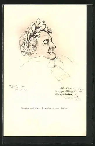 AK Goethe auf dem Totenbette von Preller