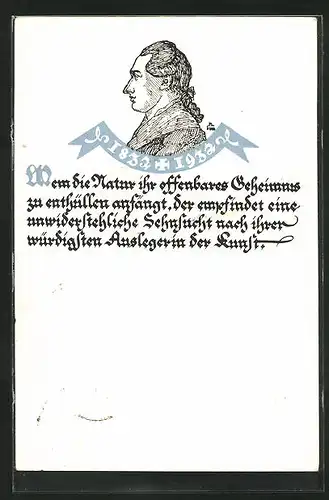 AK Porträtbild von Goethe in Seitenansicht