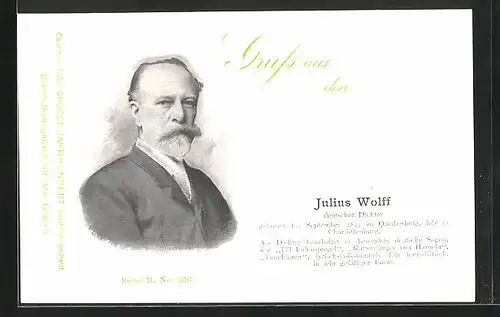 AK Portrait Schriftsteller Julius Wolff im Anzug