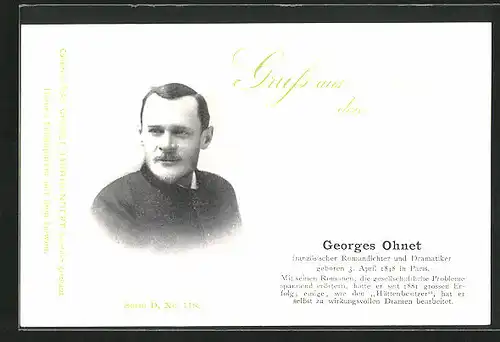AK Portrait Dichter Georges Ohnet mit Bart in schlichtem Hemd