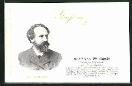 AK Portrait Schrifsteller Adolf von Wilbrandt im Anzug