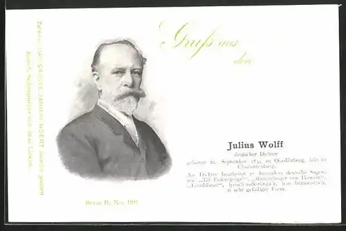 AK Portrait Dichter Julius Wolff mit Bart im Anzug