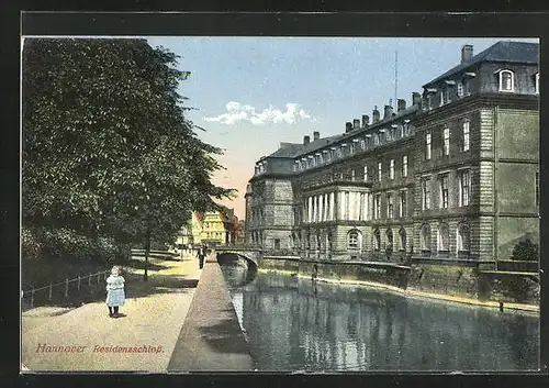 AK Hannover, Uferpartie am Residenzschloss