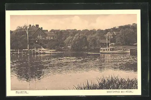 AK Essen / Ruhr, Bootshaus am Hügel