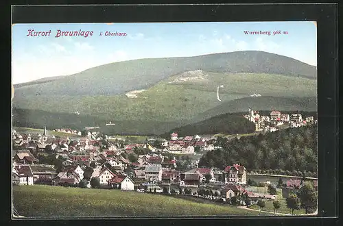 AK Braunlage / Oberharz, Gesamtansicht mit Wurmberg