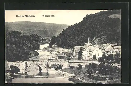 AK Hann. Münden, Ortspartie an der Weser