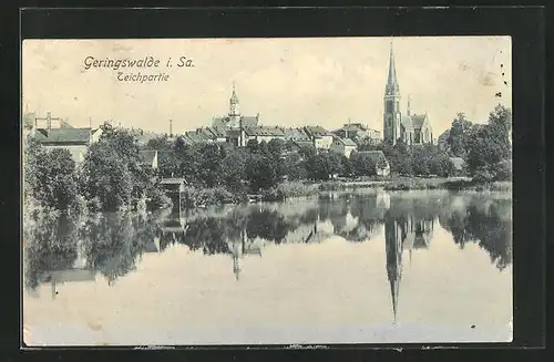 AK Geringswalde i. Sa., Ortspartie am Teich